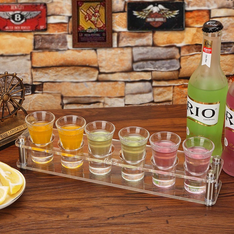 DZ D&Z 6 Shot Glasses in Assembled Acrylic Tray, 1 oz Crystal Tasting Cup for Spirits, Beers and Wines, Novel and Easy-to-Use Tool Make Your Party Attractive, Right Helper and Decoration for Family Bar - Image 4